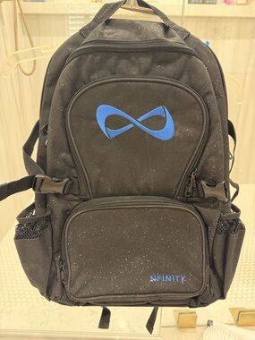 NFINITY Sparkle Black Backpack with Royal Blue Logo